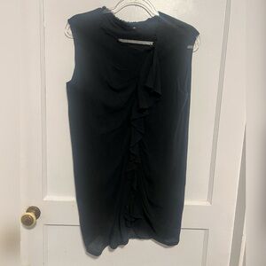 Jarbo Ruffle Trim Ruched Black Sleeveless top Size L $358